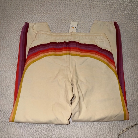 Marine Layer Cloud 9 Anytime Sweatpant Rainbow Striped Antique White NWT - Picture 7 of 9